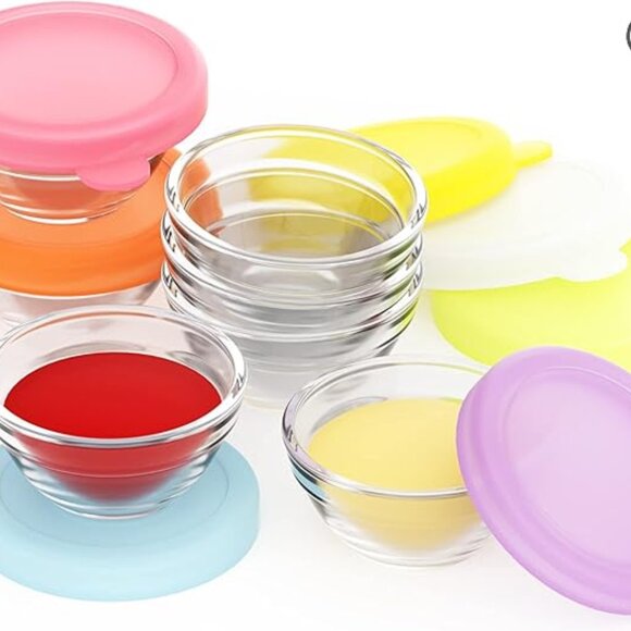 NEW IN BOX! Set of Seven 1.3 Ounce Glass Storage/Serving Bowls w/Sealing Lids - Picture 1 of 7